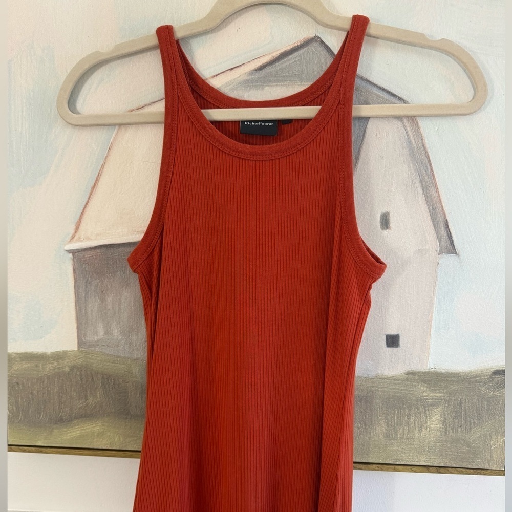 RICHER POORER Women’s Vintage Rib Burnt Orange Spiced Tea Midi Dress Size XS - Picture 3 of 8